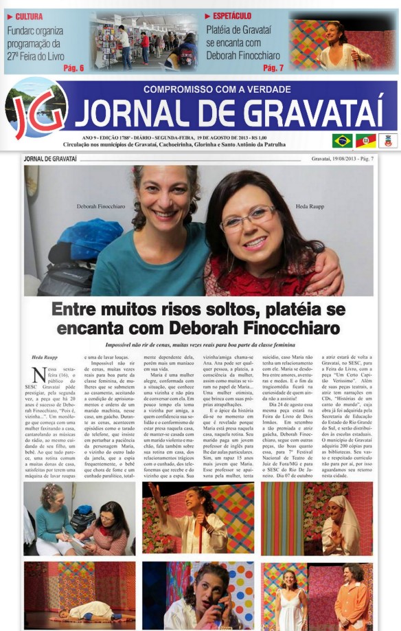 Matéria publicada no Jornal de Gravataí em 19/08/2013